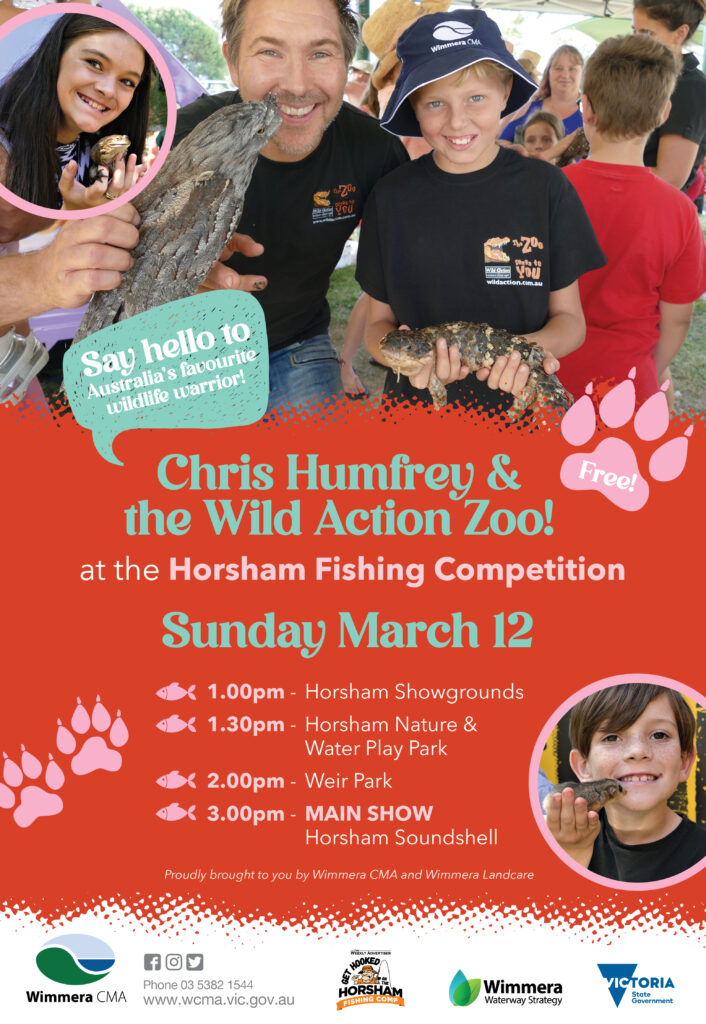 Chris Humfrey and the Wild Action Zoo is coming to Horsham Fishing Comp on the Wimmera River